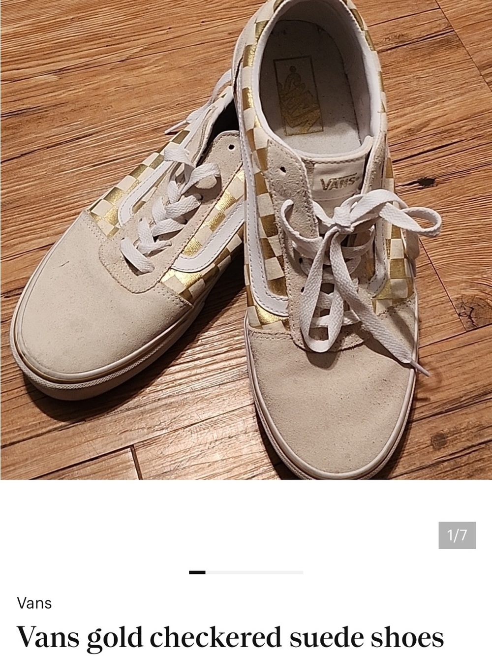 Vans Old Skool Checkerboard Sneakers in White and Gold